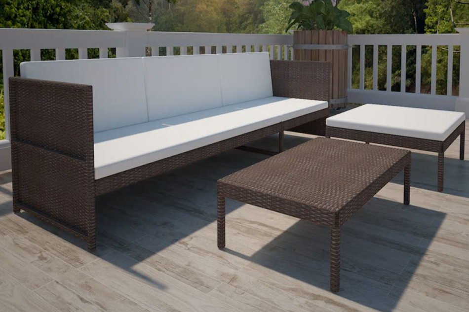 SILIUS Zestaw mebli ogrodowych brązowy/kremowy - zdjęcie 1