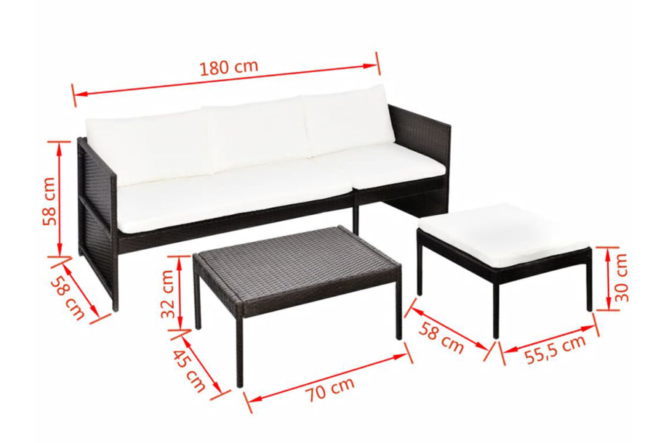 SILIUS Zestaw mebli ogrodowych brązowy/kremowy - zdjęcie 4