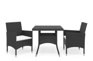 ALDROS, https://dev1-mda.konsimo.pl/kolekcja/aldros/ Zestaw mebli ogrodowych czarny/kremowy - zdjęcie
