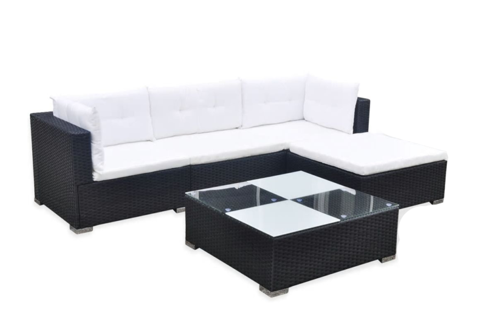 LANCEO Zestaw mebli ogrodowych czarny/kremowy - zdjęcie 2