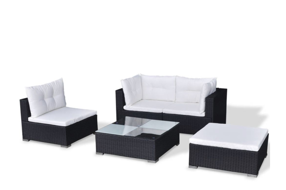 LANCEO Zestaw mebli ogrodowych czarny/kremowy - zdjęcie 3