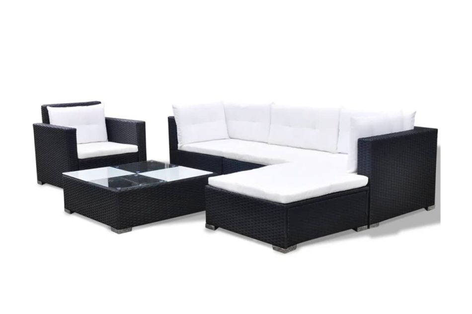 LANCEO Zestaw mebli ogrodowych czarny/kremowy - zdjęcie 3