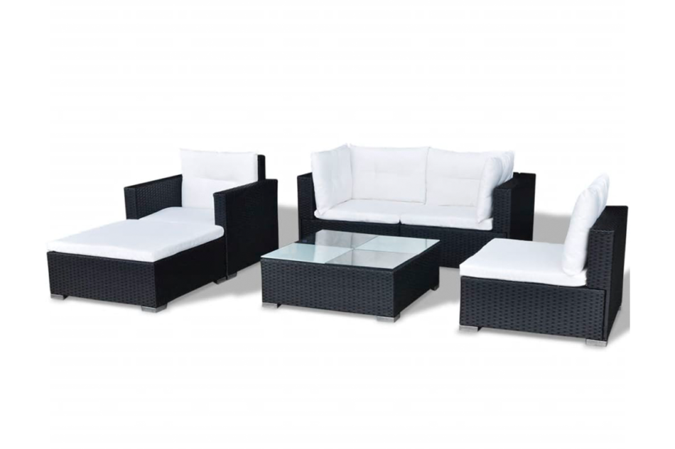 LANCEO Zestaw mebli ogrodowych czarny/kremowy - zdjęcie 4