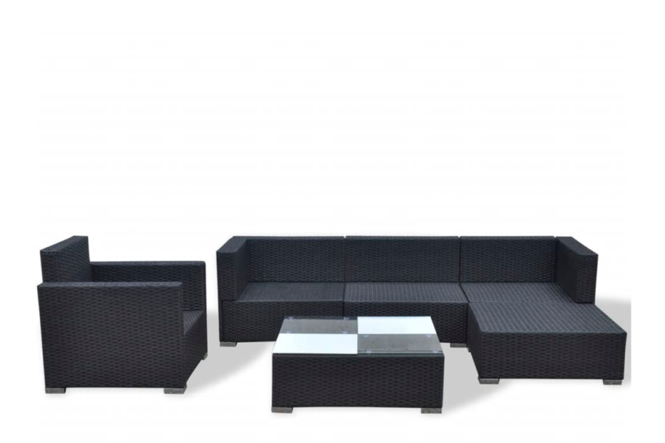 LANCEO Zestaw mebli ogrodowych czarny/kremowy - zdjęcie 5