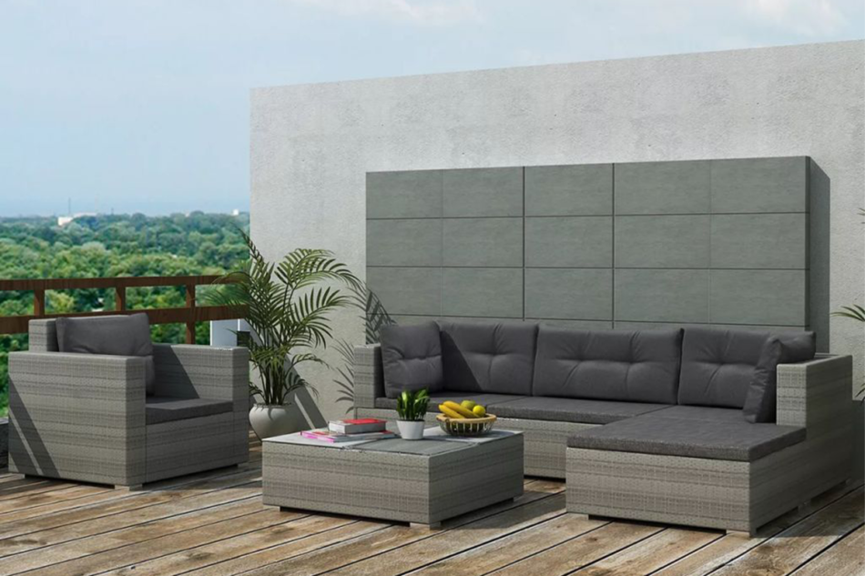 LANCEO Zestaw mebli ogrodowych szary/ciemny szary - zdjęcie 6