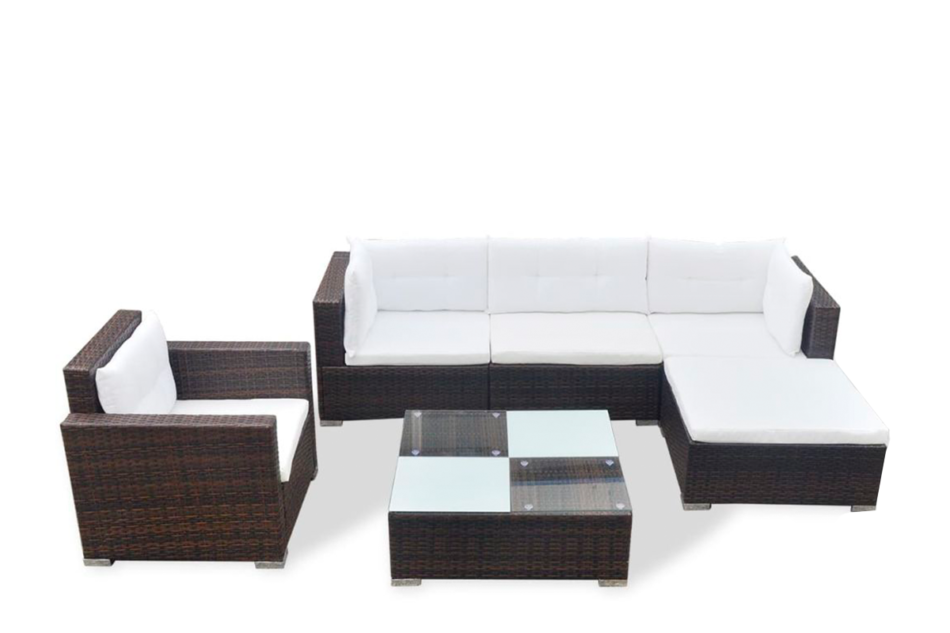 LANCEO Zestaw mebli ogrodowych brązowy/kremowy - zdjęcie 0