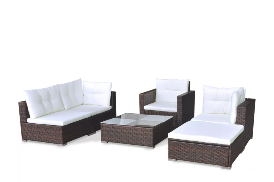 LANCEO Zestaw mebli ogrodowych brązowy/kremowy - zdjęcie 3