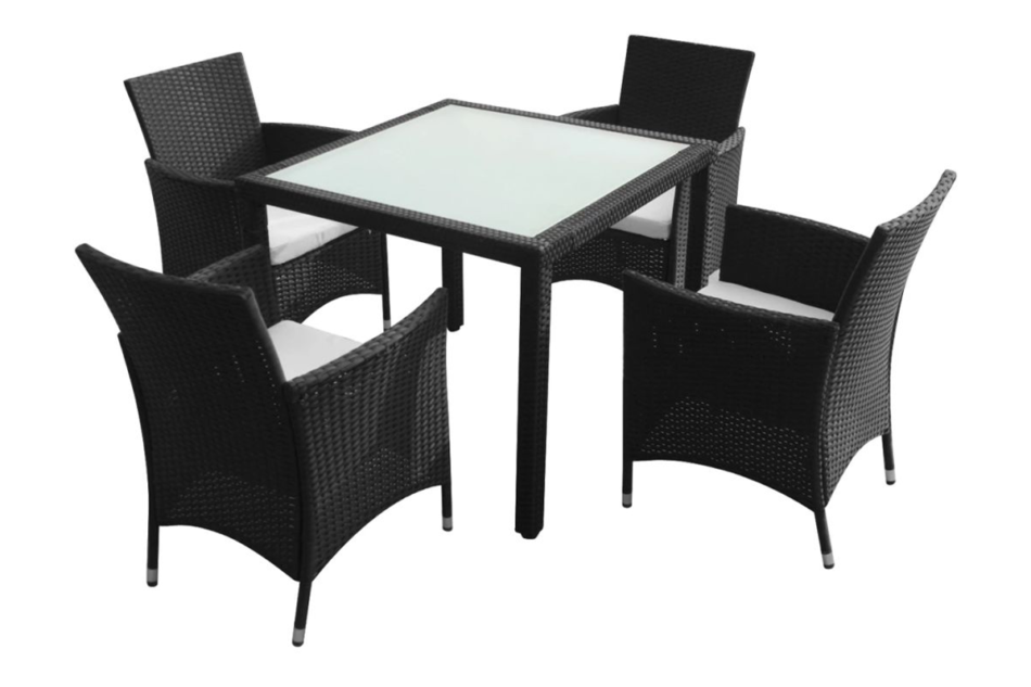 PETROS Zestaw mebli ogrodowych czarny/kremowy - zdjęcie 0