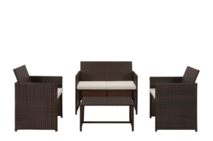 LEBER, https://dev1-mda.konsimo.pl/kolekcja/leber/ Zestaw mebli ogrodowych brązowy/kremowy - zdjęcie