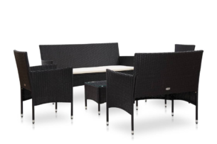 LITHOS, https://dev1-mda.konsimo.pl/kolekcja/lithos/ Zestaw mebli ogrodowych czarny/kremowy - zdjęcie