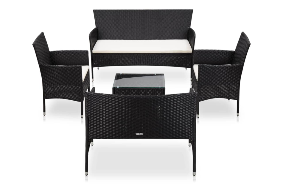LITHOS Zestaw mebli ogrodowych czarny/kremowy - zdjęcie 1