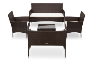 LITHOS, https://dev1-mda.konsimo.pl/kolekcja/lithos/ Zestaw mebli ogrodowych brązowy/kremowy - zdjęcie