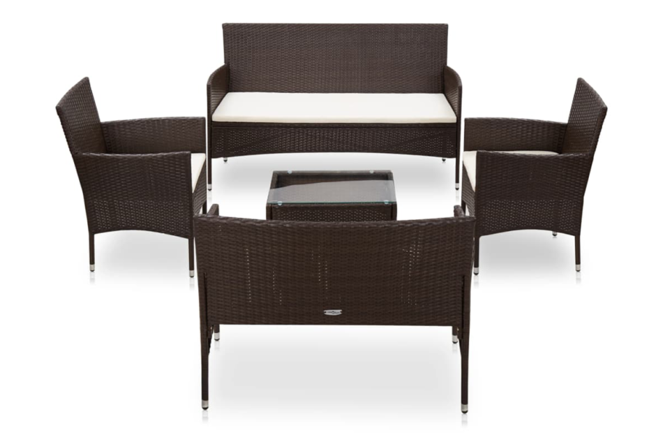 LITHOS Zestaw mebli ogrodowych brązowy/kremowy - zdjęcie 0