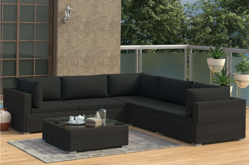 HIRUM Zestaw mebli ogrodowych czarny - zdjęcie 6