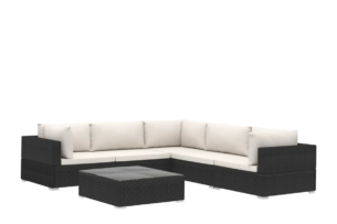 HIRUM, https://dev1-mda.konsimo.pl/kolekcja/hirum/ Zestaw mebli ogrodowych czarny/kremowy - zdjęcie