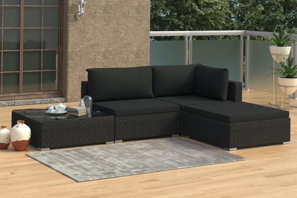 HIRUM Zestaw mebli ogrodowych czarny - zdjęcie 1