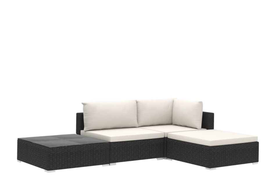 HIRUM Zestaw mebli ogrodowych czarny/kremowy - zdjęcie 0