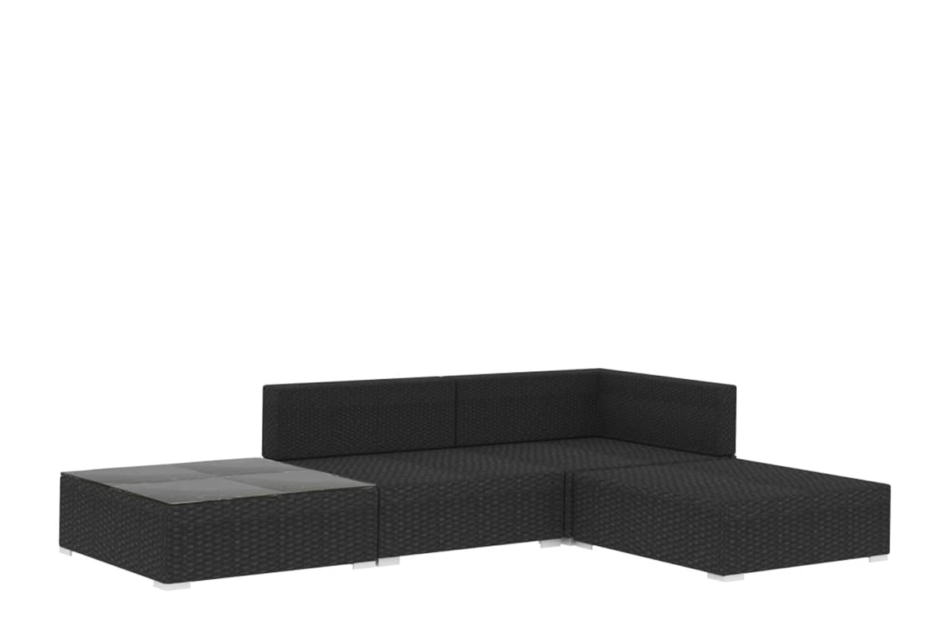 HIRUM Zestaw mebli ogrodowych czarny/kremowy - zdjęcie 2