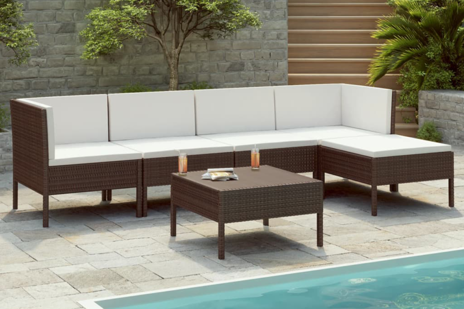 DANTHO Zestaw mebli ogrodowych brązowy/biały - zdjęcie 1