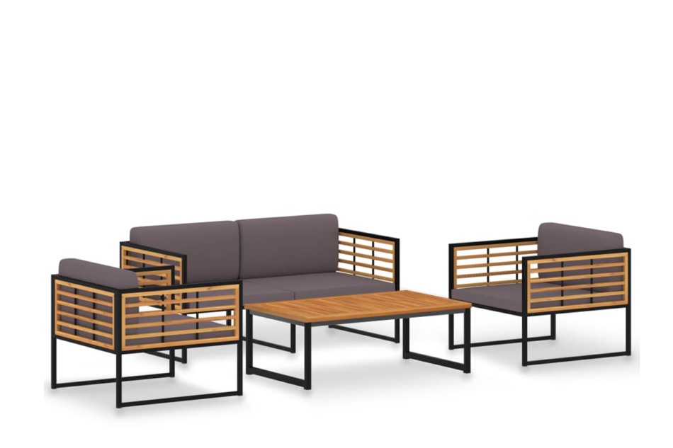 HELICTO Zestaw mebli ogrodowych czarny/ciemny szary - zdjęcie 0