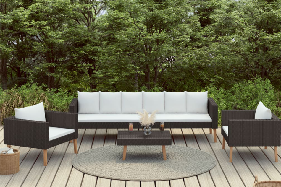 BESCO Zestaw mebli ogrodowych czarny/kremowy - zdjęcie 1