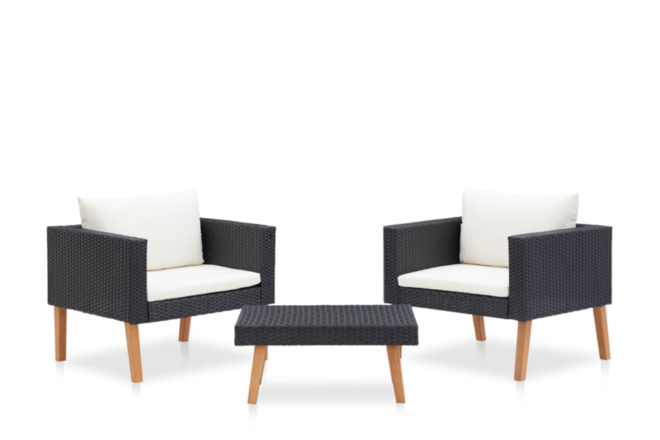 BESCO Zestaw mebli ogrodowych czarny/kremowy - zdjęcie 0