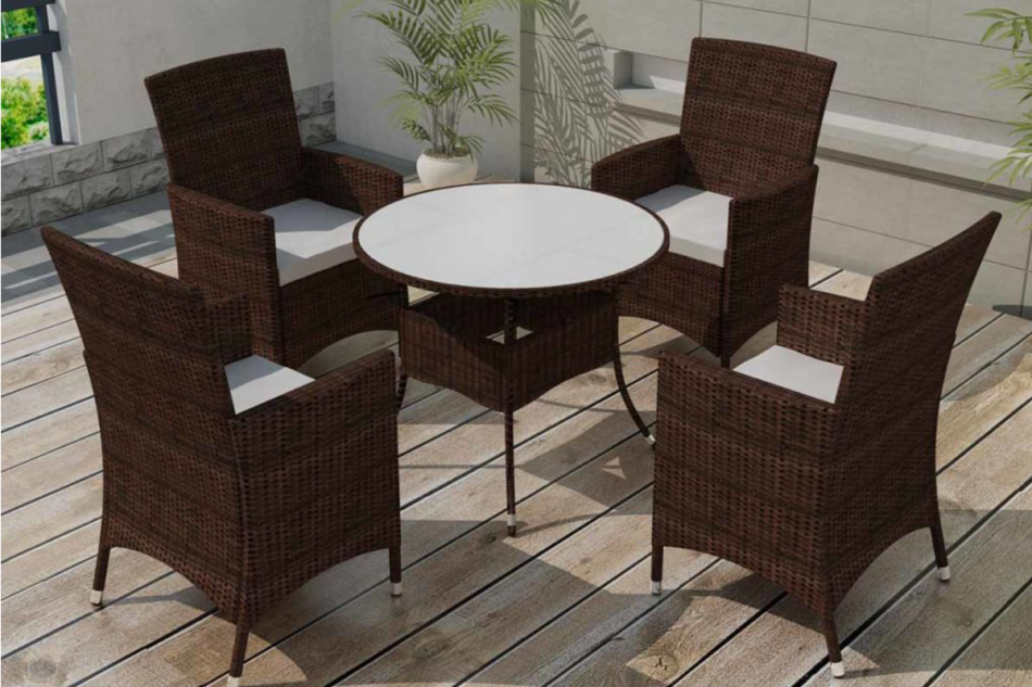 HALARI Zestaw mebli ogrodowych brązowy/kremowy - zdjęcie 1