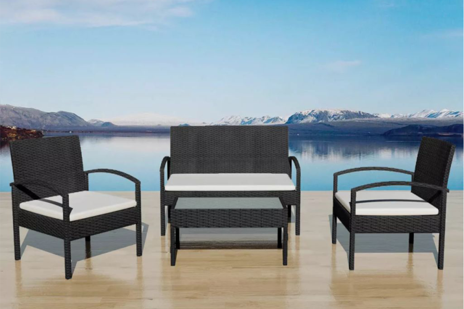 FLABES Zestaw mebli ogrodowych czarny/kremowy - zdjęcie 1