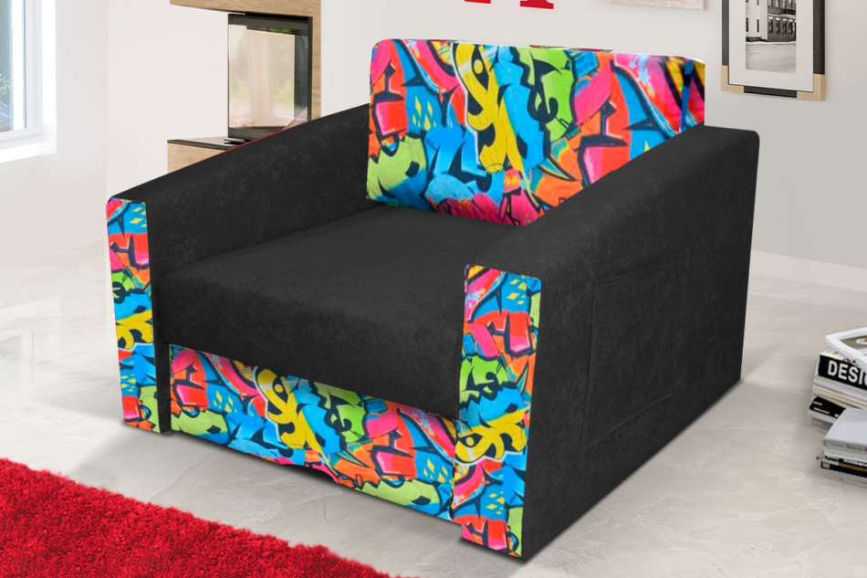 TULIOS Fotel czarny/wielokolorowy - zdjęcie 1