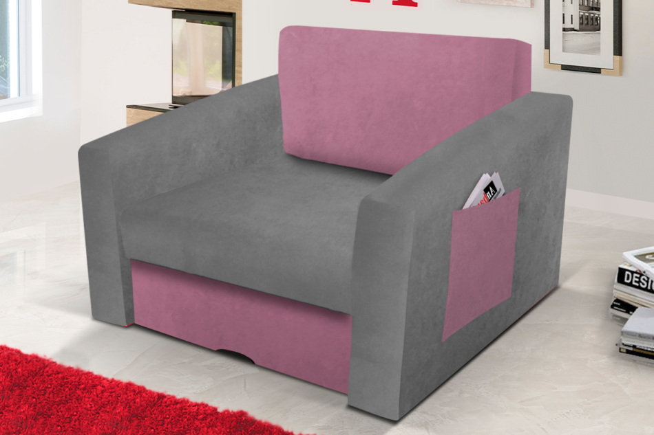 TULIOS Fotel szary/różowy - zdjęcie 1