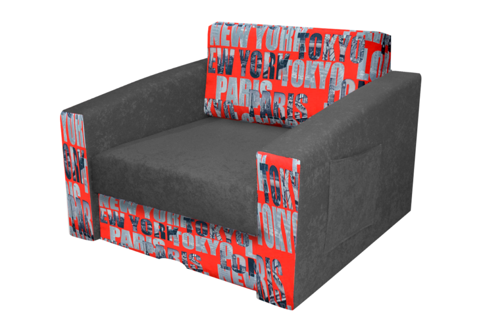 TULIOS Fotel szary/czerwony - zdjęcie