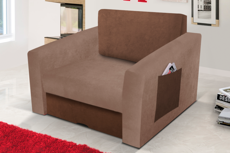 TULIOS Fotel jasny brązowy/ciemny brązowy - zdjęcie 1