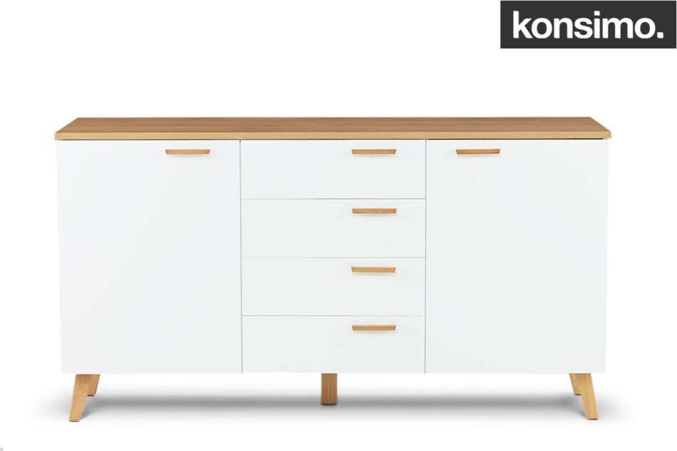 FRISK Biała komoda z szufladami skandynawska biały/dąb naturalny - zdjęcie 9