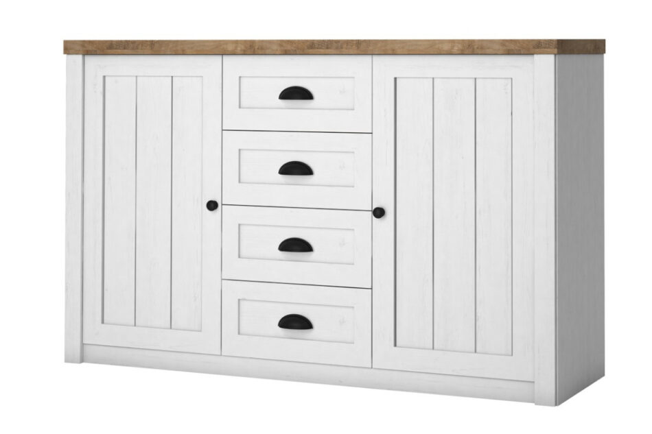 LEMAS Komoda biały/ciemny dąb - zdjęcie