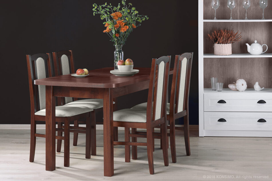 CIBUS, EDERE Zestaw krzesła 4 szt. + stół orzech/jasny beż|orzech - zdjęcie 1