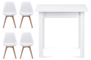 BESO, SALUTO, https://dev1-mda.konsimo.pl/kolekcja/beso-saluto/ Zestaw krzesła 4 szt.  + stół biały - zdjęcie