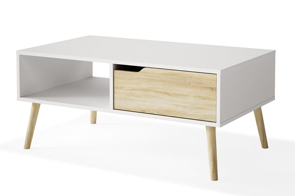 FUNDO Stolik kawowy biały matowy/dąb sonoma - zdjęcie 0