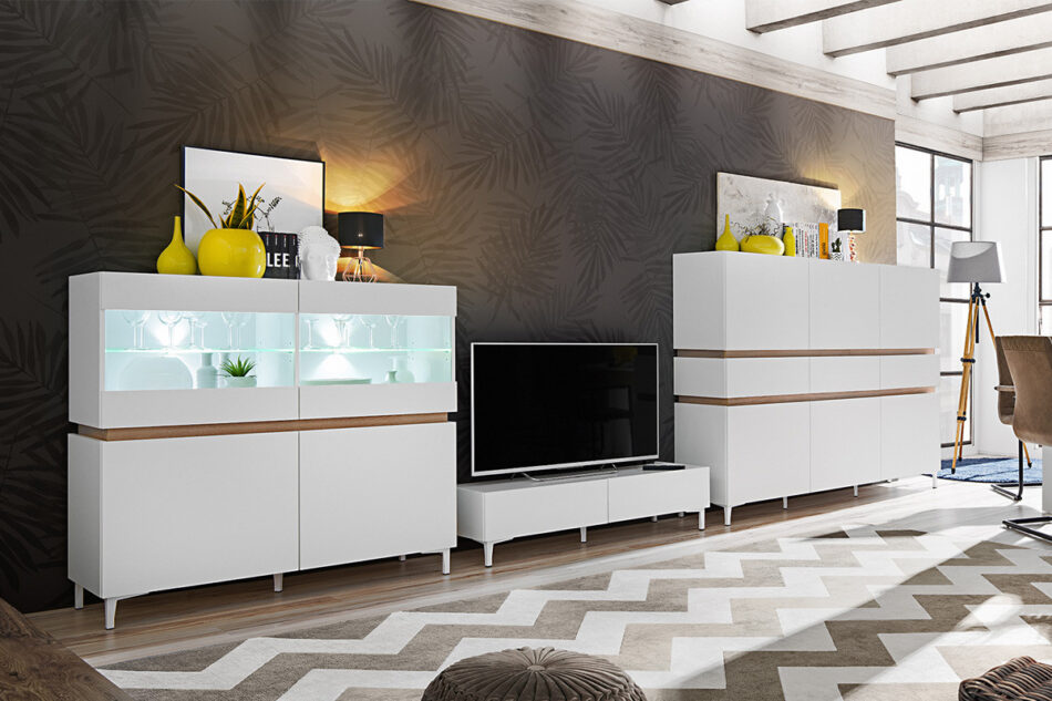 CASATI Szafka RTV "3" biały/dąb - zdjęcie 1