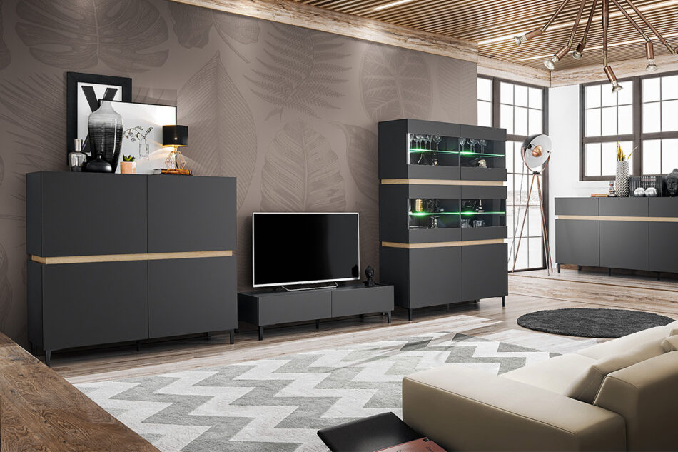 CASATI Komoda "2" antracytowy/dąb - zdjęcie 1