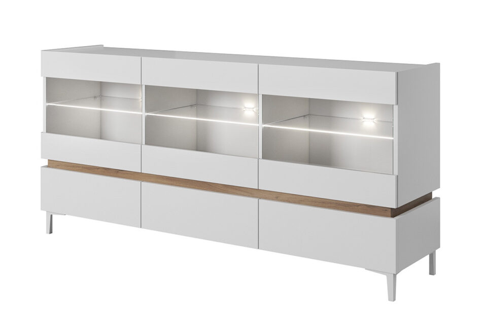 CASATI Komoda z witryną "3" biały/dąb - zdjęcie 0