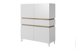 CASATI, https://dev1-mda.konsimo.pl/kolekcja/casati/ Komoda wysoka "2" biały/dąb - zdjęcie