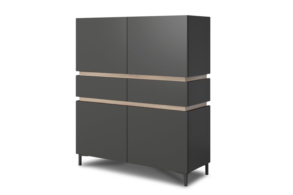 CASATI Komoda wysoka "2" antracytowy/dąb - zdjęcie 0