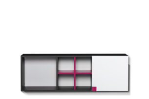 SHIBU, https://dev1-mda.konsimo.pl/kolekcja/shibu/ Nadstawka na komodę dla dziecka grafit/biały/różowy - zdjęcie