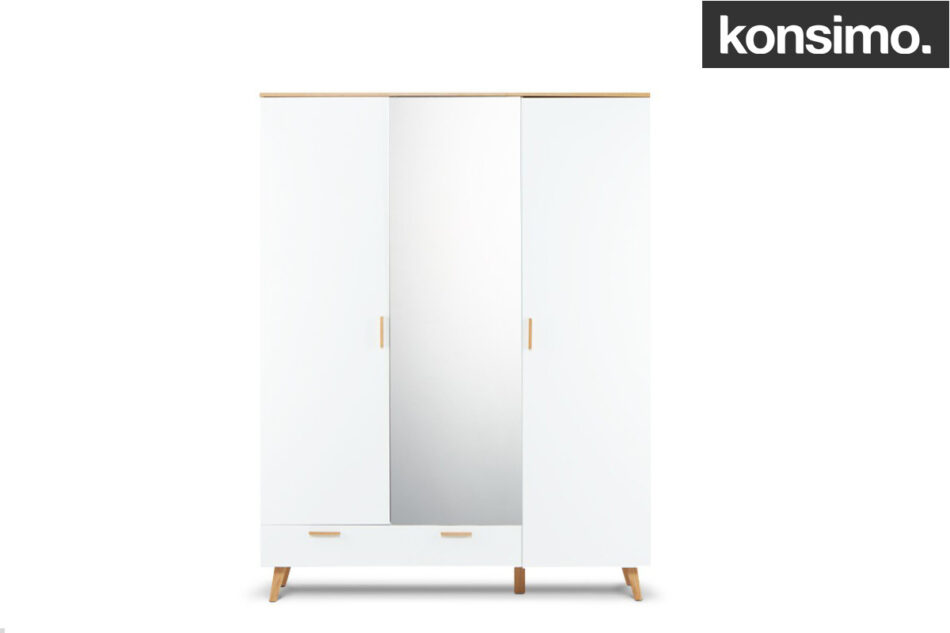 FRISK Biała szafa z lustrem w stylu skandynawskim biały/dąb naturalny - zdjęcie 14