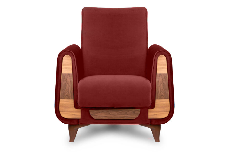 GUSTAVO Czerwony fotel do salonu welur bordowy - zdjęcie 0
