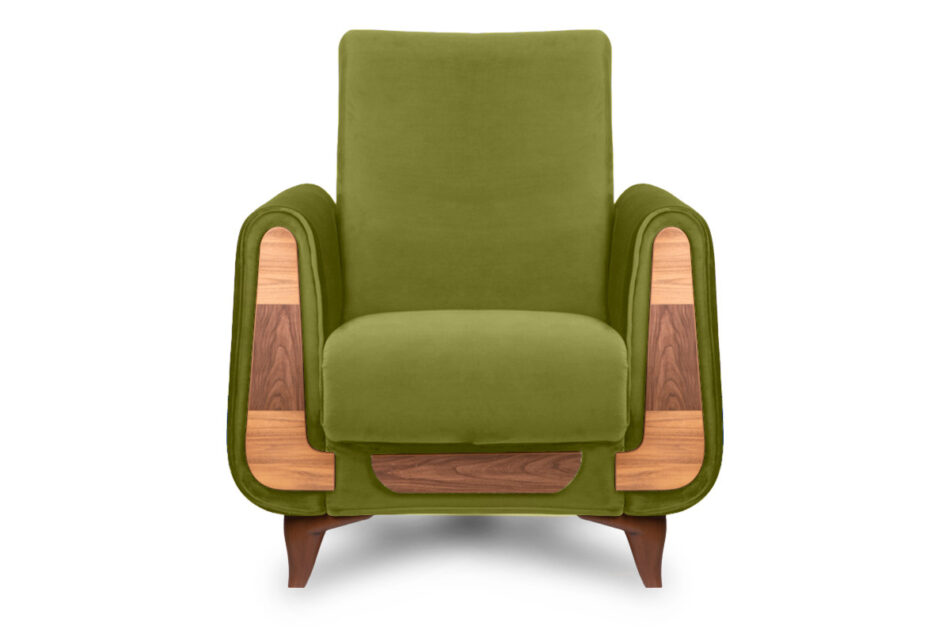 GUSTAVO Oliwkowy fotel do salonu welur oliwkowy - zdjęcie 0