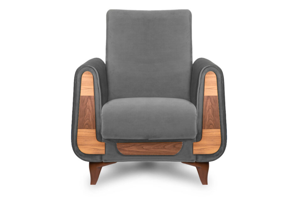 GUSTAVO Szary fotel do salonu welur antracytowy - zdjęcie 0