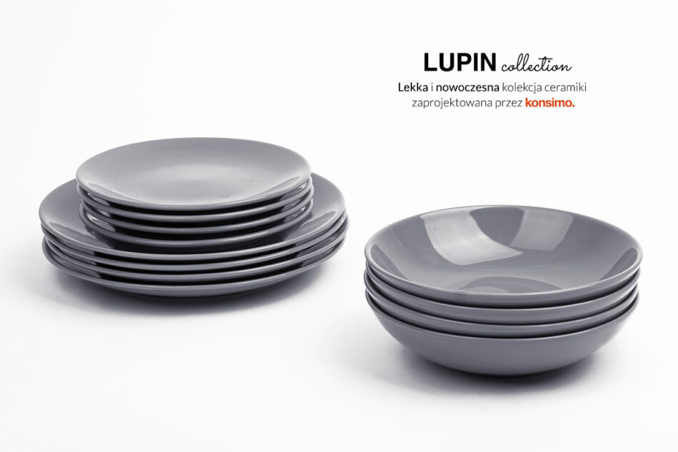 LUPIN Zestaw obiadowy, 4 os. (12el.) szary - zdjęcie 1