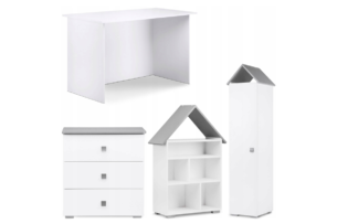 PABIS, ZYGIO, https://dev1-mda.konsimo.pl/kolekcja/pabis-zygio/ Zestaw meble do pokoju dziecka szare 4 elementy biały/szary - zdjęcie