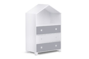 MIRUM, https://dev1-mda.konsimo.pl/kolekcja/mirum/ Komoda dla chłopca domek szary biały/szary - zdjęcie